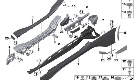 Right edge protection for BMW I12, I15 (OEM 51777399642). Original BMW