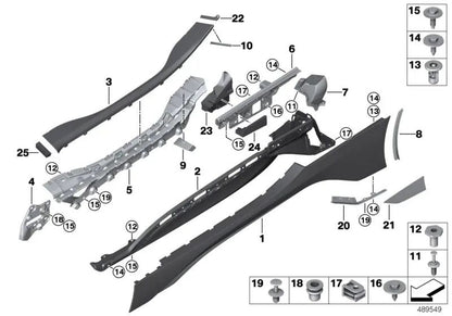Rear left sill support strip for BMW i I12, I12N, I15 (OEM 51777351137). Original BMW