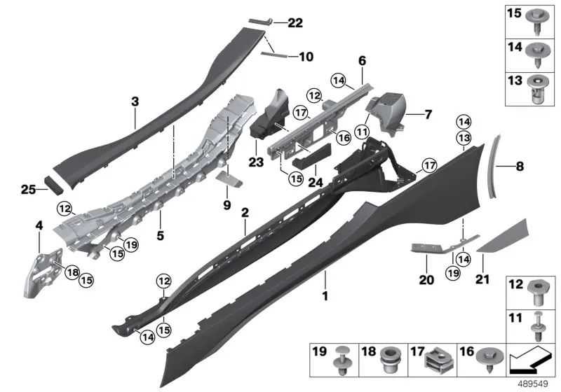 Left foam piece for BMW I12, I12N, I15 (OEM 51437478473). Original BMW.