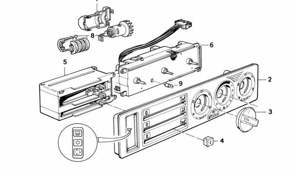 Unidad de control calefacción OEM 64111389624 para BMW E34 {518i, 520i, 524td, 525i}. Control del sistema de climatización del habitáculo. Original BMW.