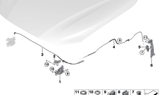 Front closure Capó left side OEM 51237468349 for BMW F40, F44, G20, G21. Original BMW.