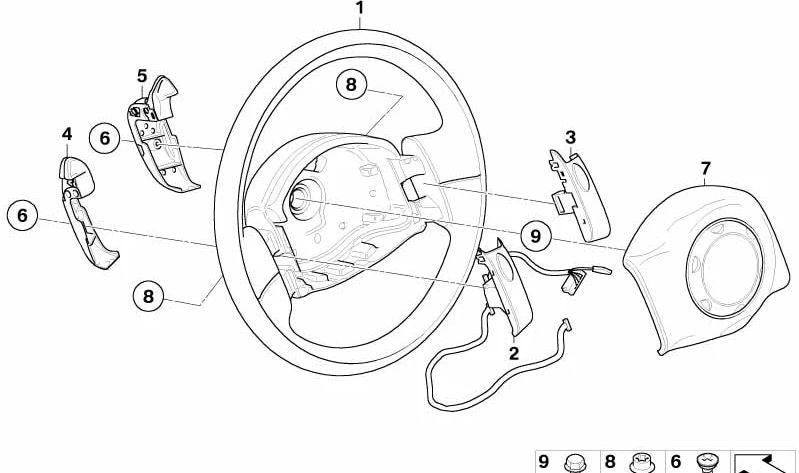 Interruptor de bocina derecha OEM 61316929368 para MINI R50, R53, Cabrio R52. Original MINI.