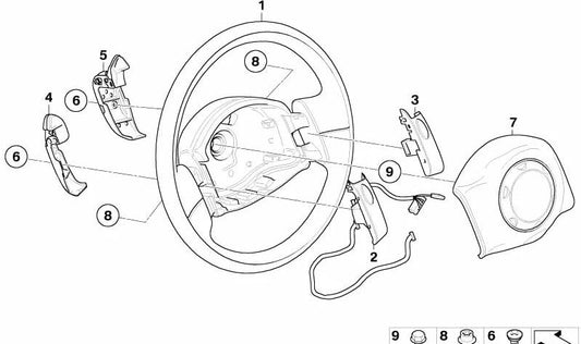 Interruptor de bocina derecha OEM 61316929368 para MINI R50, R53, Cabrio R52. Original MINI.