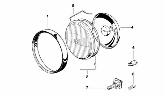 OEM 63121243541 set di componenti per il montaggio del vetro diffusore per moto BMW R 80 ST, R 45, R 65LS, R 1100 R, R 850 R. Originale BMW Motorrad.