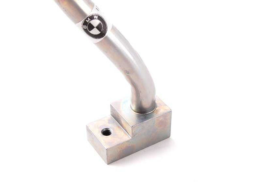 OM 17227558467 oil radiator return tube for BMW E60, E61, E63, E64 (540i, 550i). Original BMW.