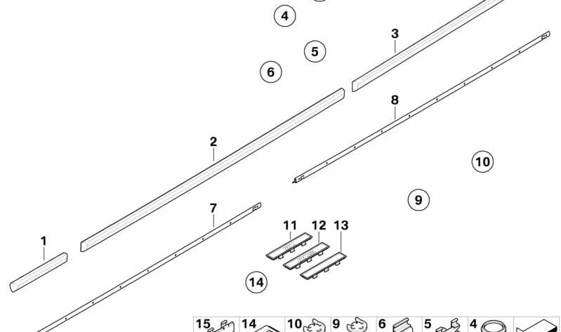 Moldagem frontal direita do painel lateral para BMW 5 E39 Series (OEM 51138159294). BMW original