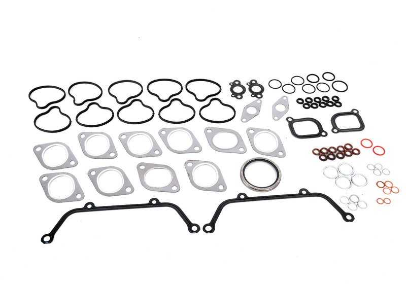 Juego de juntas de culata sin amianto OEM 11120392976 para BMW E60, E61, E63, E64. Compatible con motores específicos de 5 y 6 cilindros. Original BMW.