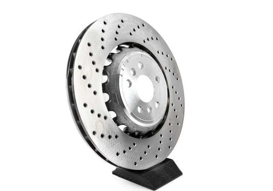 Disco de freno ventilado y perforado izquierdo OEM 34217991103 para BMW F90 (M5), F91 (M8 Competition), F92 (M8 Competition), F93 (M8 Competition). Original BMW.