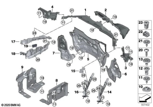 Oberer rechts Teil der Partition für BMW X5 G05 (OEM 61139866393). Original BMW