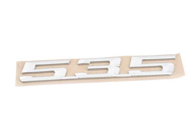 Emblema adhesivo "535" OEM 51148137276 para BMW E34 y E39. Original BMW.