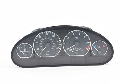 Cuadro de instrumentos OEM 62116985688 para BMW E46. Repuesto original BMW, sin codificar, ideal para sustituir el panel de velocidad (MPH) y testigos del salpicadero. Original BMW.