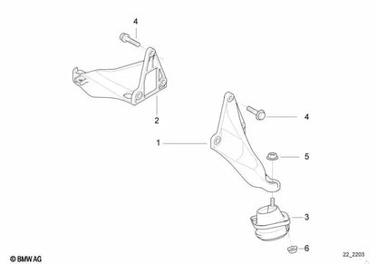 Soporte de motor con brida izquierda para BMW E39, E38 (OEM 22111092895). Original BMW