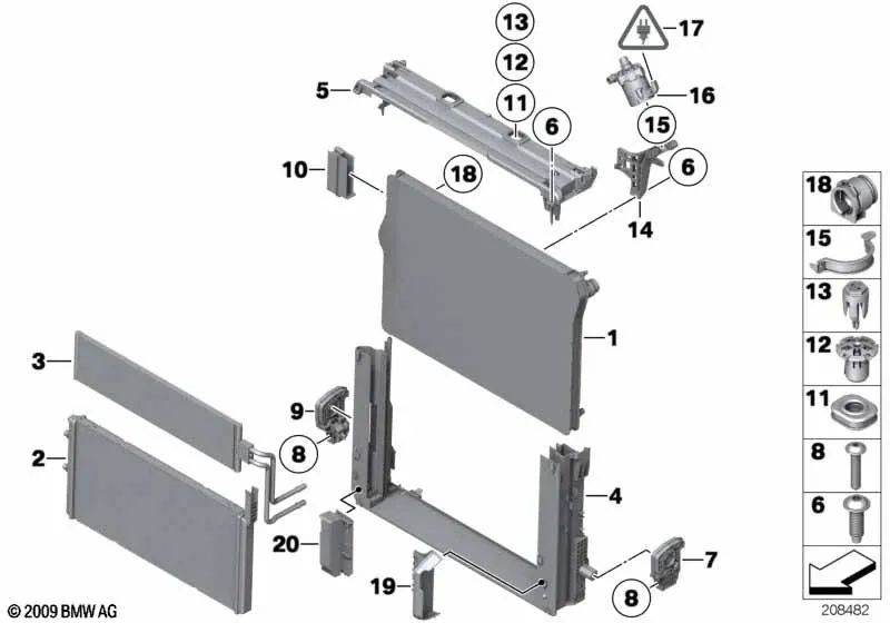 Lower carrier module for BMW F07, F10, F11, F06, F12, F13, F01N, F02N (OEM 17117625981). Genuine BMW.