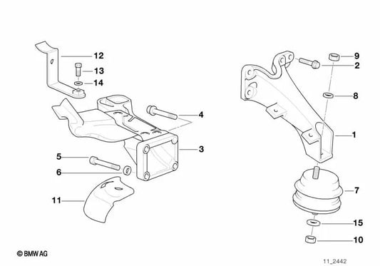 Estribo soporte motor izquierdo OEM 11812228333 para BMW 3' E36 M3 (BG92, BN92, CD92). Original BMW.