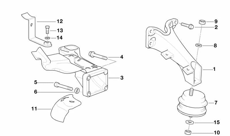 OEM Linksmotorunterstützung 1181227537 für BMW E36. Original BMW Stück.