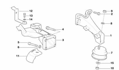 OEM Linksmotorunterstützung 1181227537 für BMW E36. Original BMW Stück.