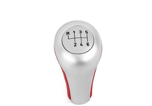 Pomo de cambio cuero/aluminio rojo OEM 25117504352 para BMW Z8 E52. Original BMW.
