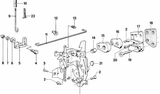 Palanca derecha OEM 51221819360 para BMW E12 y E23. Compatible con modelos 518, 518i, 520, 520i y variantes con motor M10. Original BMW.