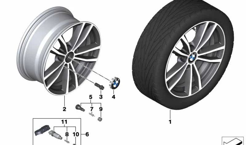 OEM Black Alloy Tire 36116890429 pour BMW F20, F21, F22, F23. BMW d'origine.