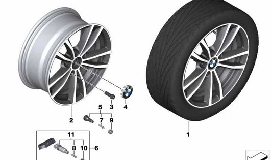 OEM Black Alloy Tire 36116890429 pour BMW F20, F21, F22, F23. BMW d'origine.