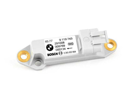 Sensor de impacto airbag lateral OEM 65779119743 para BMW E46 y X5 E53. Pieza original BMW.