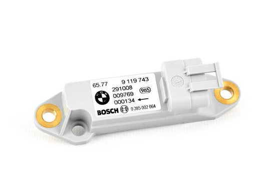 Sensor de impacto airbag lateral OEM 65779119743 para BMW E46 y X5 E53. Pieza original BMW.