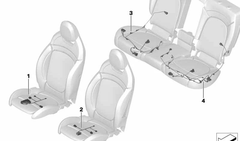 Cableado lateral acompañante OEM 61126809588 para BMW F46, F48, F39. Arnés original para conexión en el lado derecho (acompañante). Compatible con modelos BMW Serie 2 Active Tourer, X1 y X2. Producto original BMW.