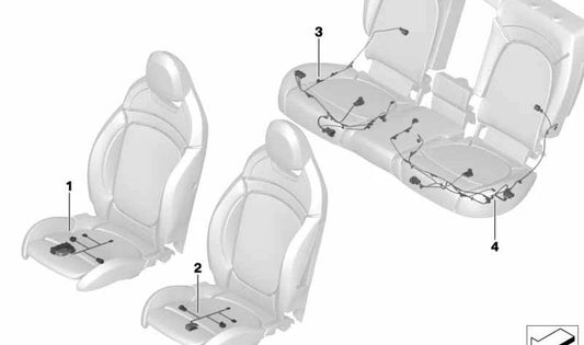 Juego de cables 2.ª fila asientos OEM 61126812224 para MINI Countryman F60, F60 LCI, BMW X1 F48, X1 F48 LCI, X2 F39. Original BMW y MINI.