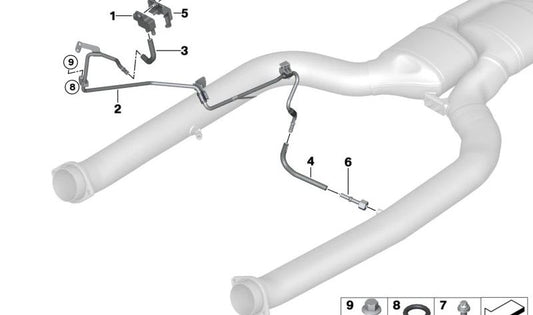 Tubo curvado de escape OEM 18305A241E1 para BMW G30 M550i xDrive, G30 ALPINA B5, G31 ALPINA B5, G11 750i xDrive, G12 750Li xDrive. Original BMW.