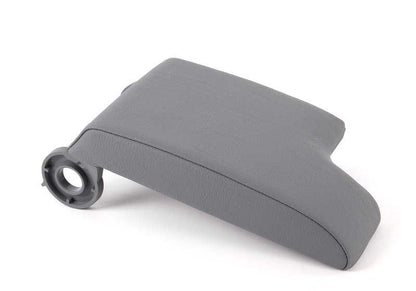 Reposabrazos superior en símil cuero gris OEM 51168248547 para BMW E46. Pieza original BMW. Ideal si tu apoyabrazos está desgastado o quieres renovar el interior de tu coche.