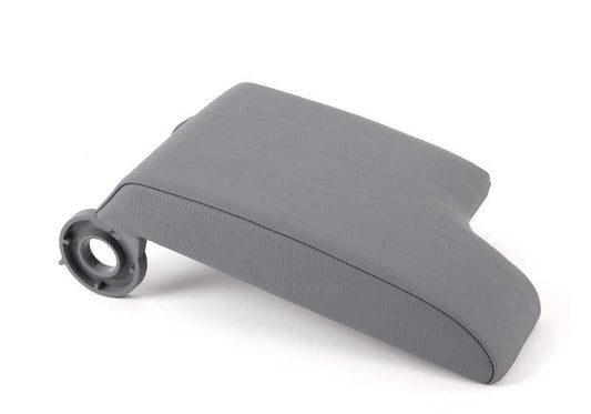 Reposabrazos superior en símil cuero gris OEM 51168248547 para BMW E46. Pieza original BMW. Ideal si tu apoyabrazos está desgastado o quieres renovar el interior de tu coche.