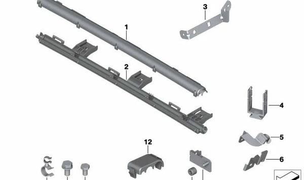 Canal protector de cables OEM 12527531216 para BMW Serie 1 (E81, E82, E87, E88), Serie 3 (E90, E91, E92, E93), X1 (E84) y Z4 (E85). Original BMW.