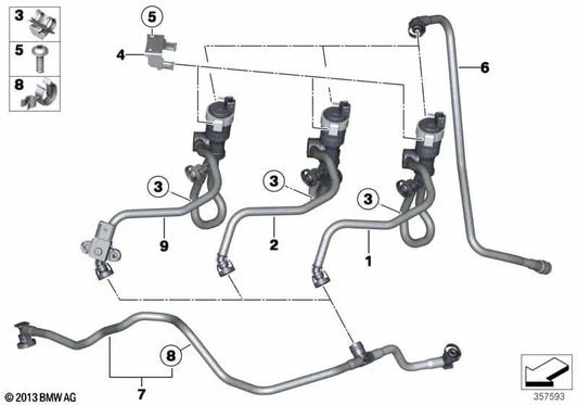 Tank Breather Pipe for BMW X5 F15, X6 F16 (OEM 13907634289). Original BMW