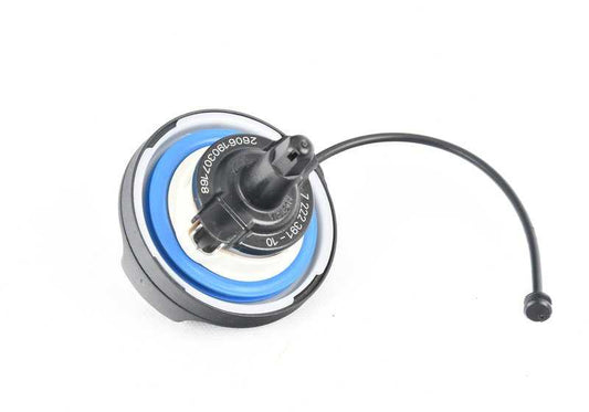 Tank cap for BMW 1 Series E82, E88, 3 Series E46, E90, E91, E92, E93, 5 Series E39, E60, E61, 6 Series E63, E64, F06, 7 Series E65, E66, F01, F02, X1 E84, F48, X2 F39, X3 E83, X5 E70, X6 E71, Z4 E89 (OEM 16117222391). Genuine BMW.