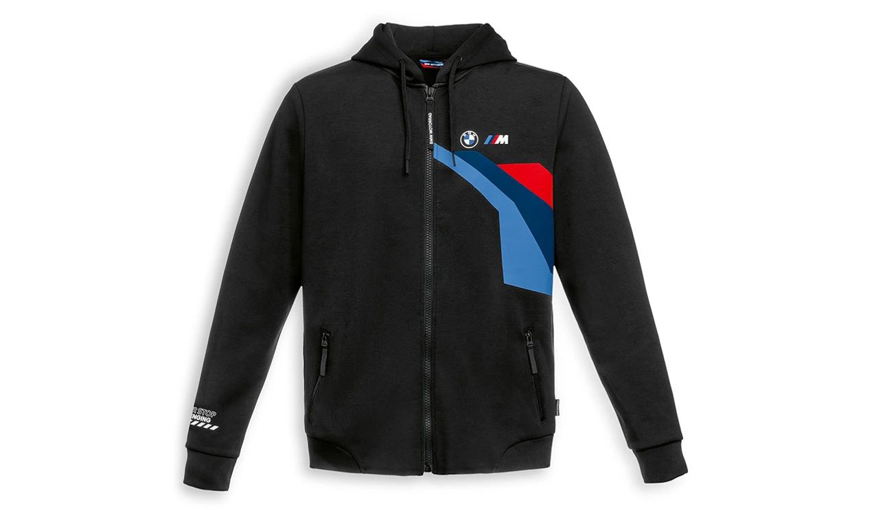 Felpa con zip-hoodie e motorsport OEM 76615A81580 per BMW Motorrad. Valido per tutti i modelli di moto BMW. Abbigliamento BMW originale BMW.