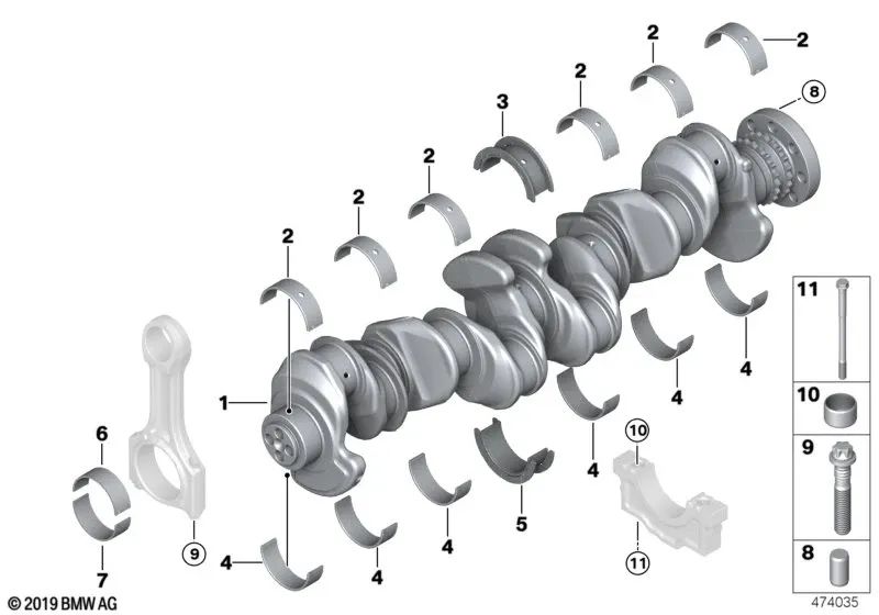 Cojinete para BMW G30, G31 Serie 5, G11, G12 Serie 7, X5 G05, X6 G06, X7 G07 (OEM 11248583742). Original BMW.