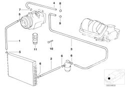 Tuyau d'aspiration d'évaporador-compresseur pour BMW E39 (OEM 64538376012). BMW d'origine.