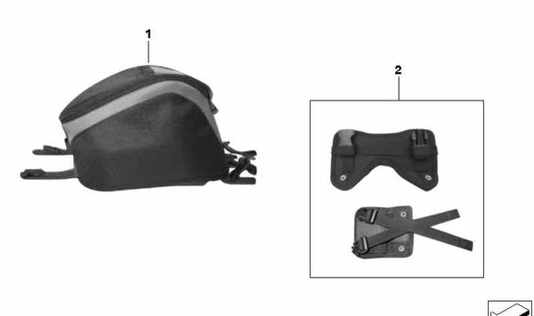 Kit de fijación para bolsa sobredepósito OEM 71607699045 para BMW Motorrad F 800 GT, F 800 S, F 800 ST, F 800 R (todos los modelos compatibles). Original BMW Motorrad.