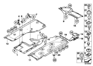 Copertura Sottoscocca Centrale Per Bmw E81 E87 E88 E90 E91 E92 E93. BMW originale. Pezzi di ricambio