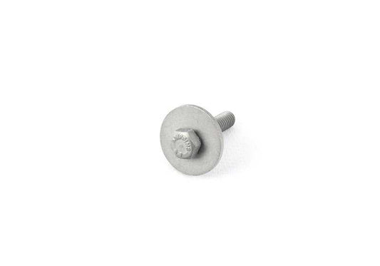 Tornillo hexagonal con arandela M5 OEM 07147152585 para BMW E64, F15, F85, F16, F86. Usado en tapizados interiores y cubiertas inferiores. Original BMW.
