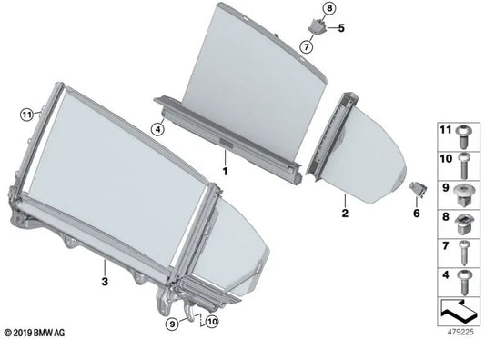 Sonnenschutzrollo pour la fenêtre triangulaire gauche pour BMW 5 G31, G31N (OEM 51357385395). BMW d'origine.