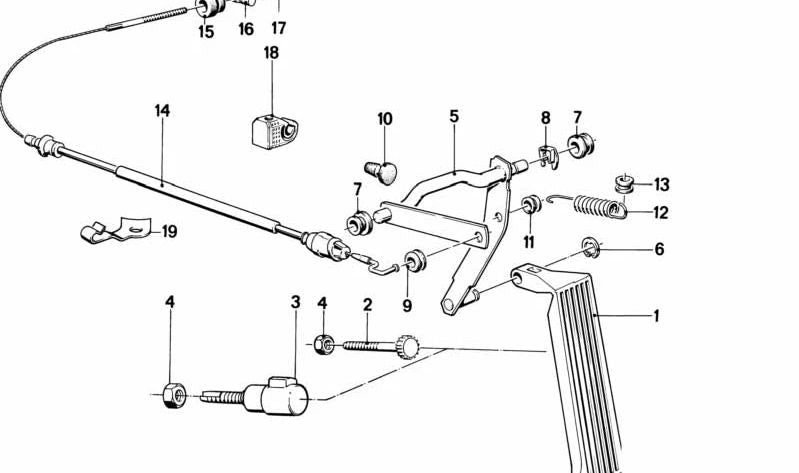 Cable del acelerador OEM 35411153004 para BMW Serie 5 E28 518 (1981-1984). Original BMW.