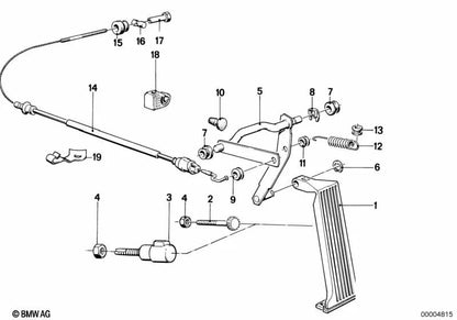 Cable del acelerador OEM 35411153004 para BMW Serie 5 E28 518 (1981-1984). Original BMW.