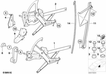 Motor plano esquerdo para BMW F30, F32, F34, F36, E46, E90, E92 (OEM 67628401791). BMW originais.