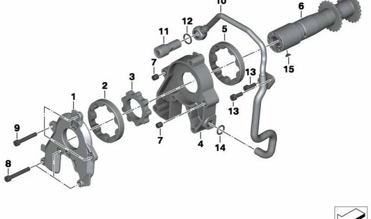 Tapa de bomba de aceite OEM 11417715119 para BMW Motorrad R nineT (RK21, RK22, RK23) y variantes Pure y Scrambler. Original BMW Motorrad.