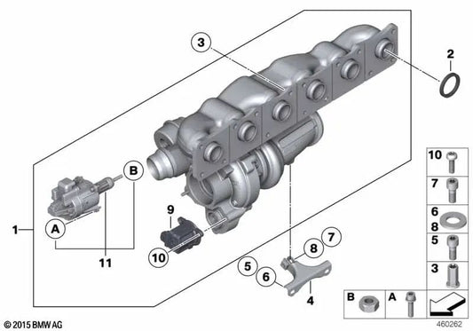 Turbocompressor com coletor de exaustão para BMW 2 F87 Series, F87N (OEM 11658053153). BMW original