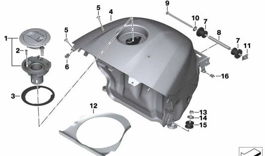 Tapón del depósito de combustible OEM 16119829243 para motos BMW S 1000 R, S 1000 RR, M 1000 R, M 1000 RR. Original BMW Motorrad.