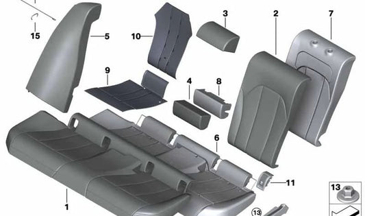 Right fabric backrest cover for BMW G20, G20N (OEM 52207956128). Original BMW