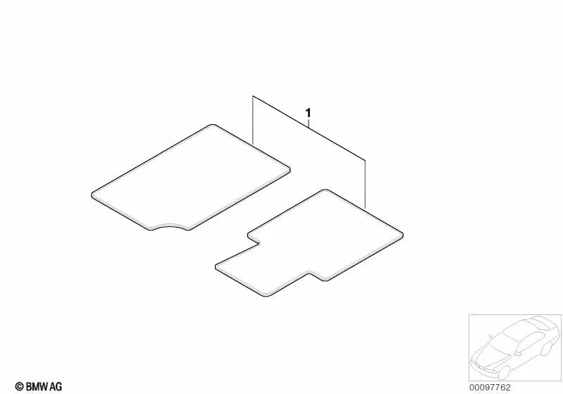 Velour car mat set with compass rose for BMW Z4 E85, E86 (OEM 51477918321). Original BMW.
