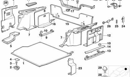 Pieza de bloqueo OEM 51711916199 para BMW E30, E36, E46, E91, E93, E28, E34, E39, E60, E24, E63, E64, E32, E31, Z3. Original BMW.